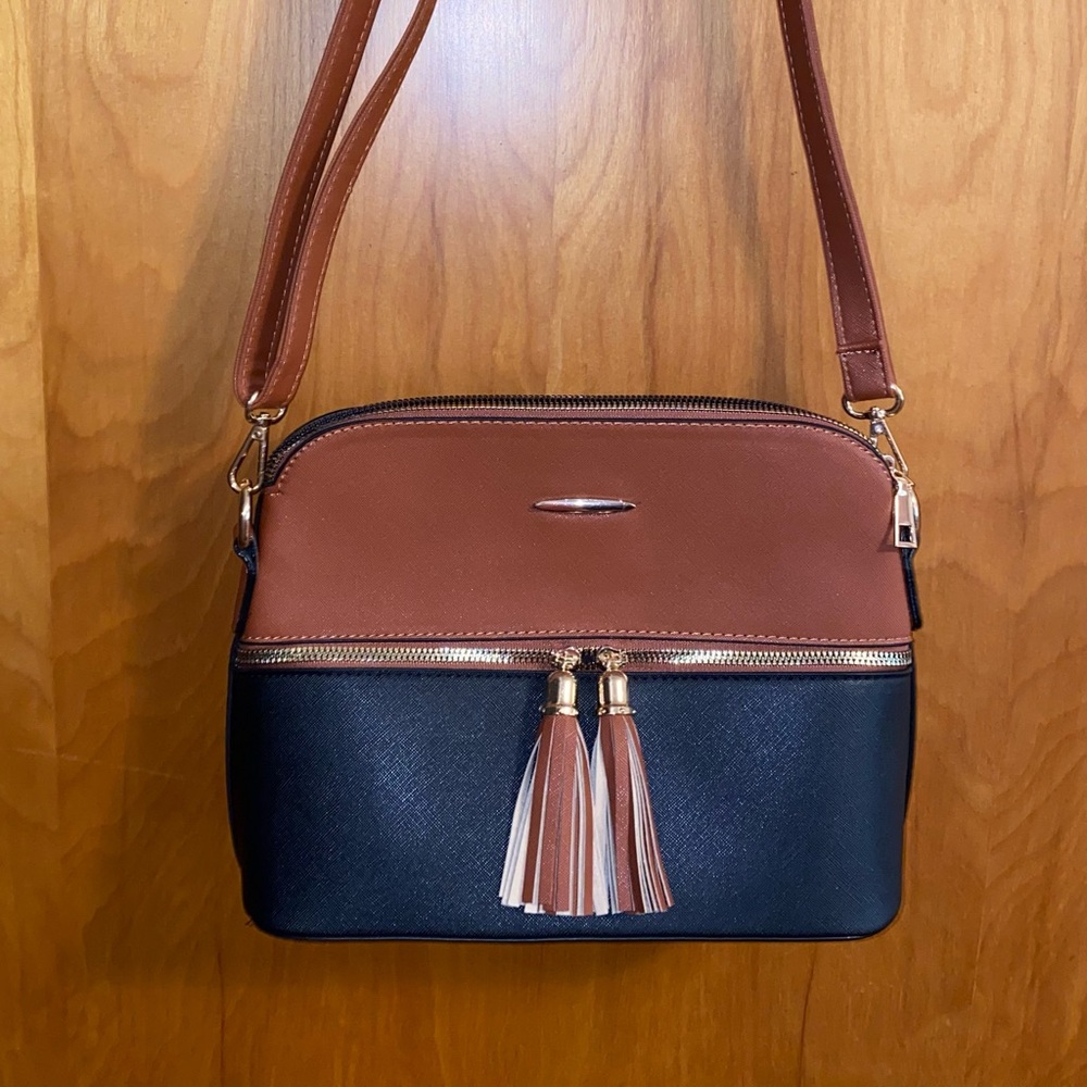 Elegant Brown and Black Crossbody Bag
